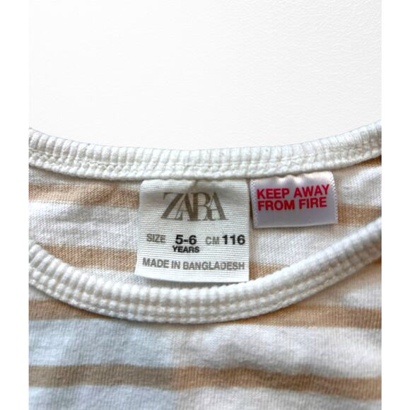 Zara Neutral Striped Shirt, Size 5/6 - Picture 3 of 6